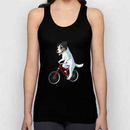 Parson Russell Terrier  on a Bicycle Unisex Tank Top