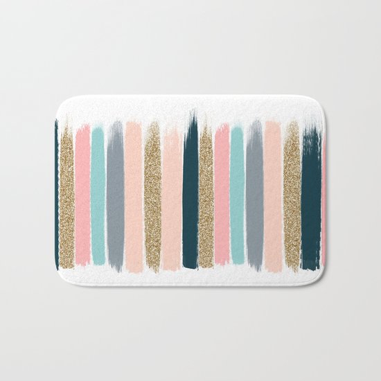 Zara - Brushstroke glitter trendy girly art print and phone case for young trendy girls Bath Mat