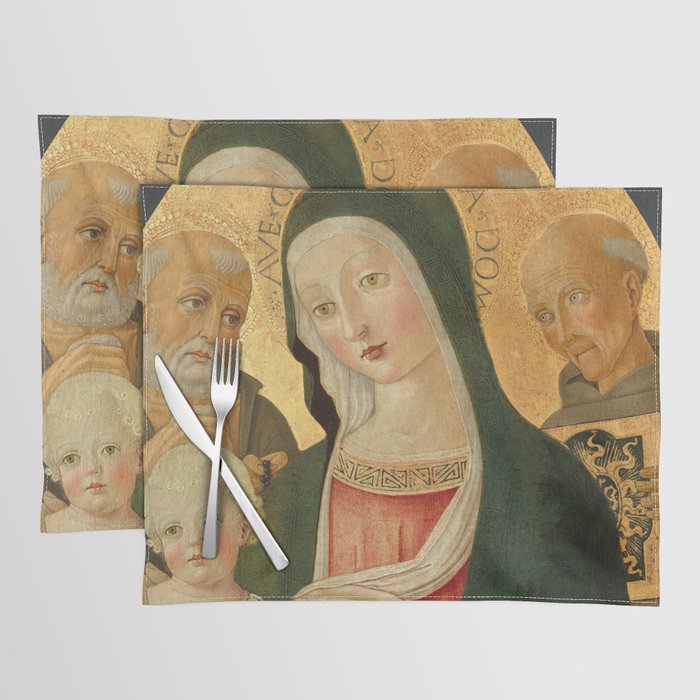 Madonna and Child with Saint Jerome and Saint Bernardino of Siena by Benvenuto di Giovanni Placemat