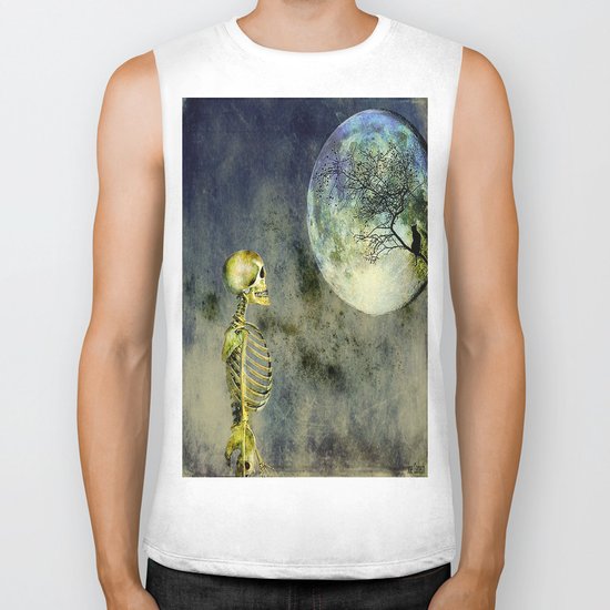 Skeleton in clear of the moon Biker Tank