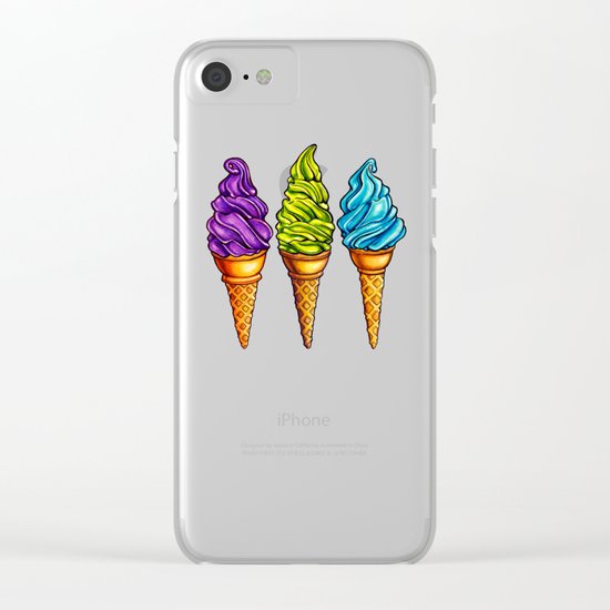 Ice Cream Blue Purple Green Clear iPhone Case