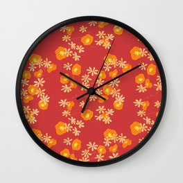 Red and yellow japanese hibiscus Wall Clock