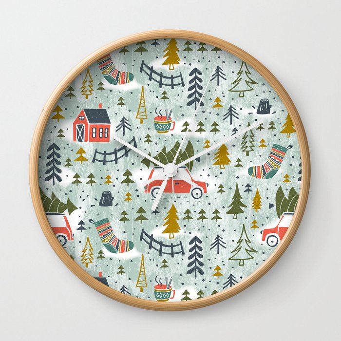 Home For The Holidays Blush Mint Christmas Wall Clock