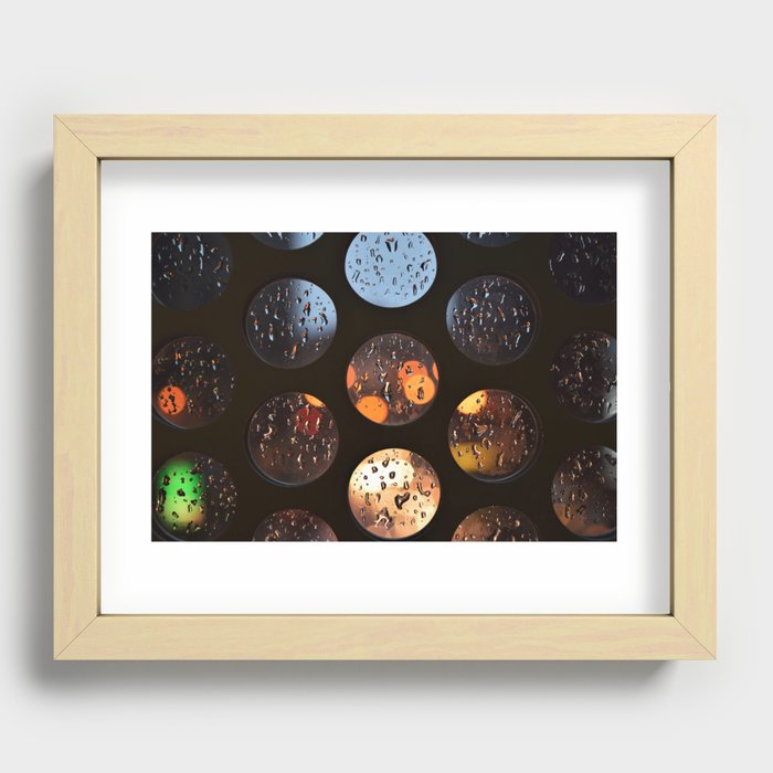 Lights in the rain Recessed Framed Print