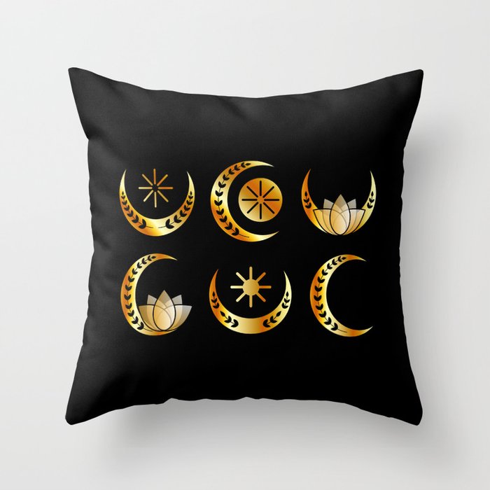 Decorative Crescent moons gold  Throw Pillow