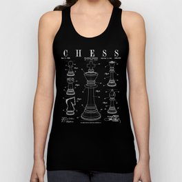 Chess King And Pieces Old Vintage Patent Drawing Print Unisex Tank Top