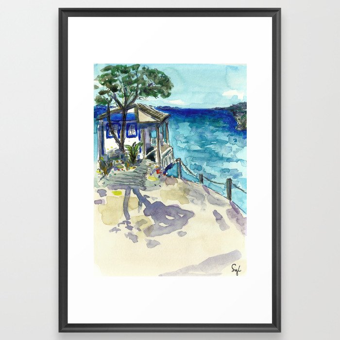 Formentera restaurant Framed Art Print