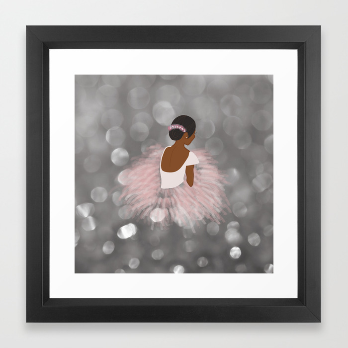 African American Ballerina Dancer Framed Art Print By Umeimages