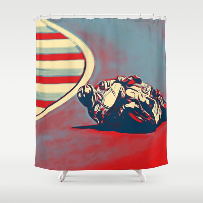 Motogp Inclined Double Traction Ground Red Race Capability Shower Curtain