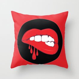 Red Lip Drip Throw Pillow