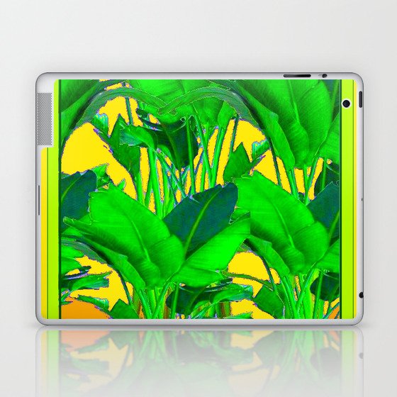 YELLOW GREEN & GOLD TROPICAL  GREEN FOLIAGE ART Laptop & iPad Skin