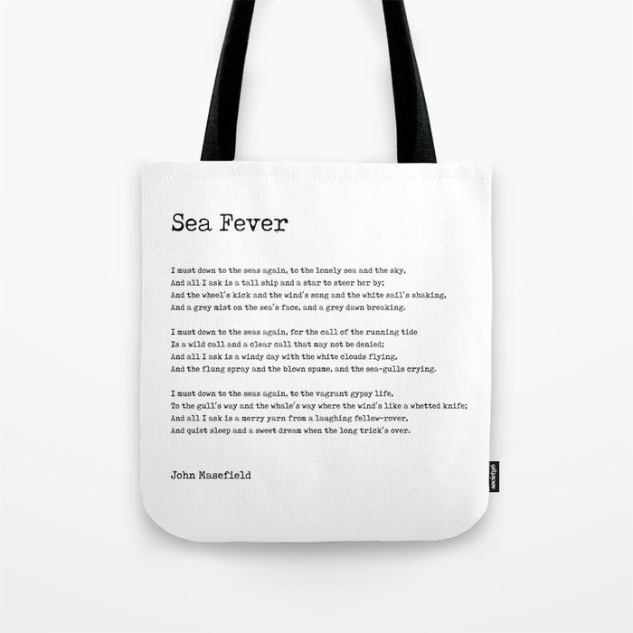 Sea Fever - John Masefield Poem - Literary Print - Typewriter Tote Bag