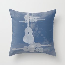 Cloudy Guitar Drift-Blue Skies Throw Pillow