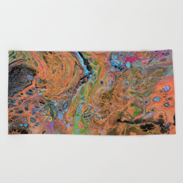 Fluid Copper Abstract Original Fluid Acrylic Painting Beach