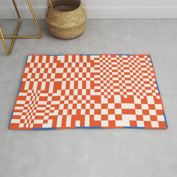 Checkerboard Pattern - Red Blue Rug
