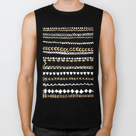 Black, White & Gold Tribal Biker Tank