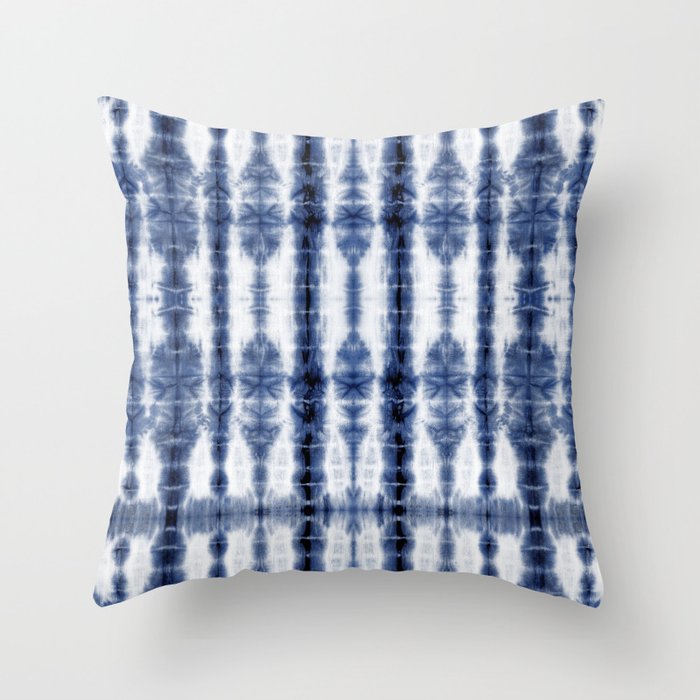 Tiki Shibori Blue Throw Pillow