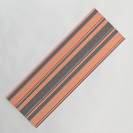 [ Thumbnail: Dim Gray & Light Salmon Colored Lined Pattern Yoga Mat ]