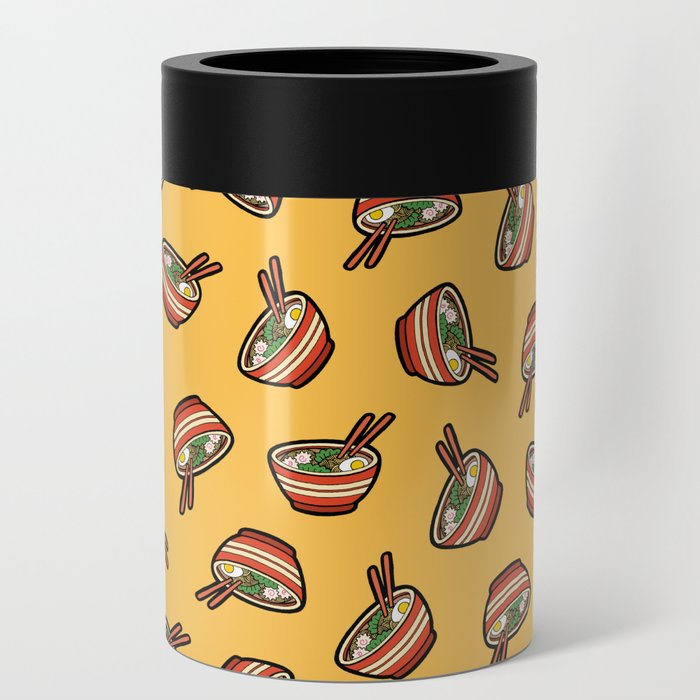 Ramen Bowl Pattern in Orange Can Cooler by evannave Society6