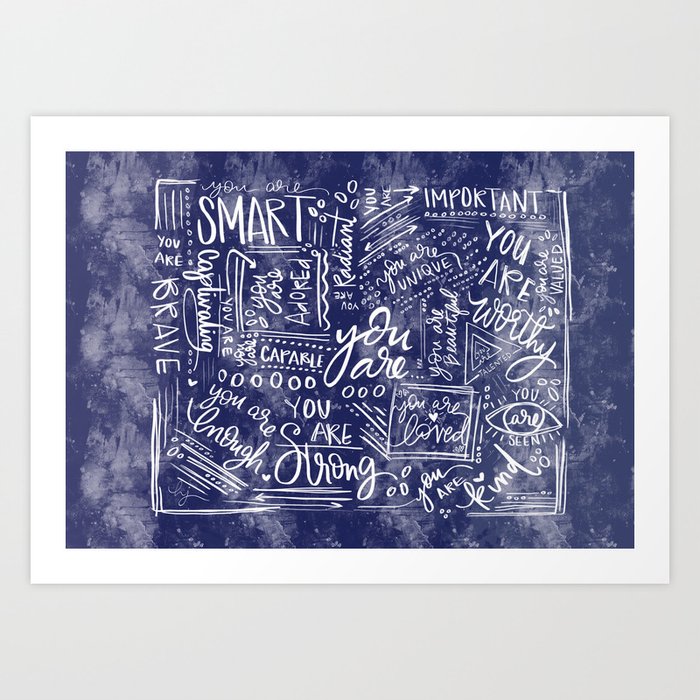 You Are 2.Navy Art Print