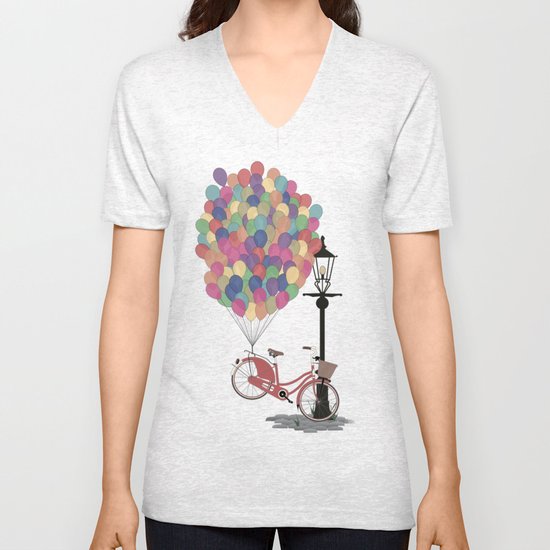 Love to Ride my Bike with Balloons even if it's not practical. Unisex V-Neck