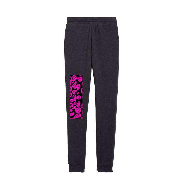 Neon Hot Pink Dripping Smiley Faces Kids Joggers