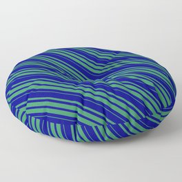[ Thumbnail: Blue & Sea Green Colored Lines/Stripes Pattern Floor Pillow ]