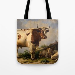 Bull, 1847 by Eugene Joseph Verboeckhoven Tote Bag