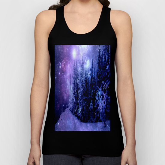Galaxy Winter Forest Lavender Purple Blue Unisex Tank Top