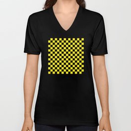 Yellow and Black Check Pattern Unisex V-Neck