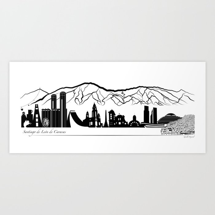 Skyline Caracas - Panoramic illustration Art Print