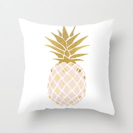 pink & gold pineapple Throw Pillow