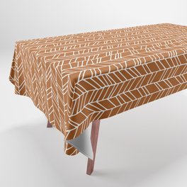 Rustic Herringbone in Clay Terracotta Tablecloth