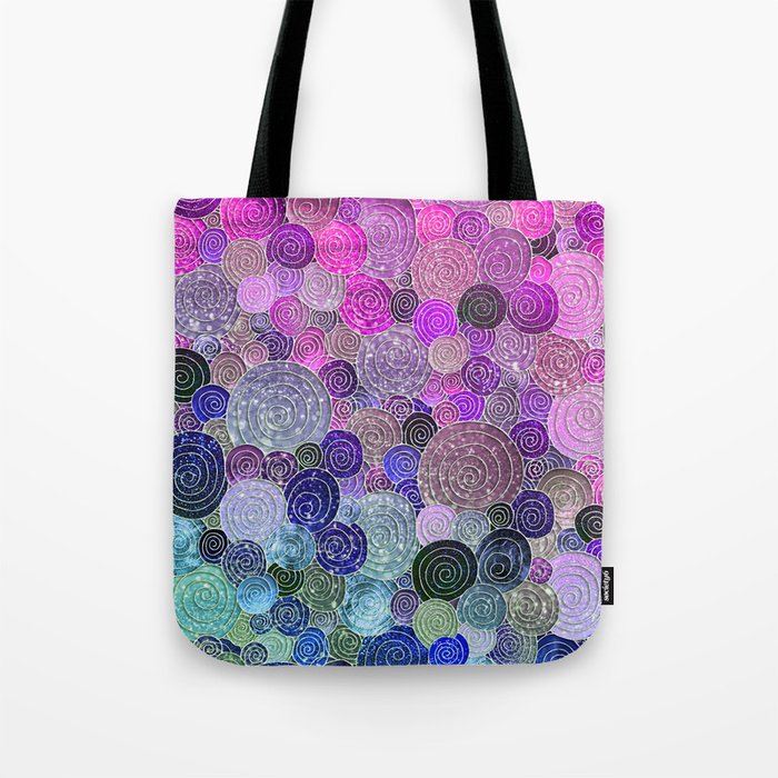 Abstract blue & purple glamour glitter circles and dots for Girls and ladies Tote Bag