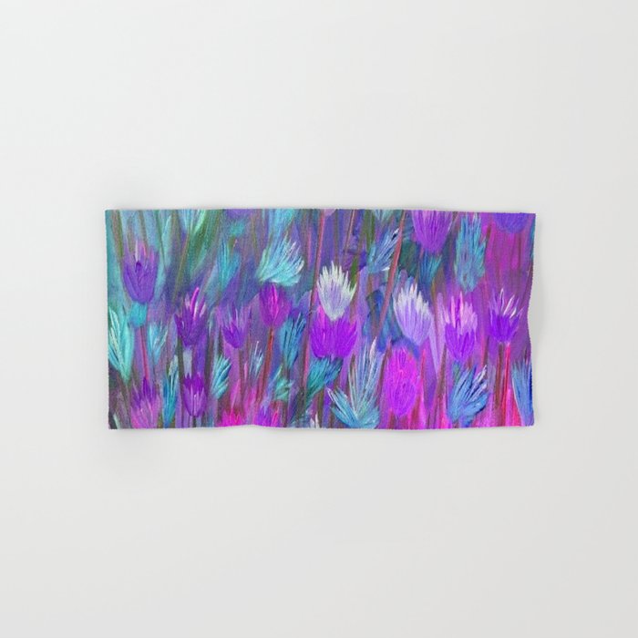Field of Flowers in Purple, Blue and Pink Hand & Bath Towel