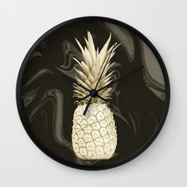 Golden Pineapple Marble Wall Clock