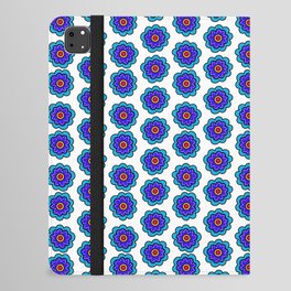 Simple Blue Flowers with Polka Dots on White iPad Folio Case