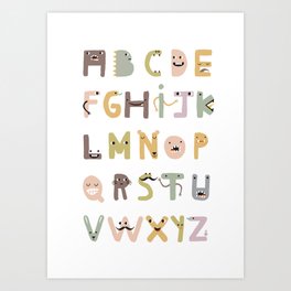 ABC The Monster Alphabet - neutral tones Art Print
