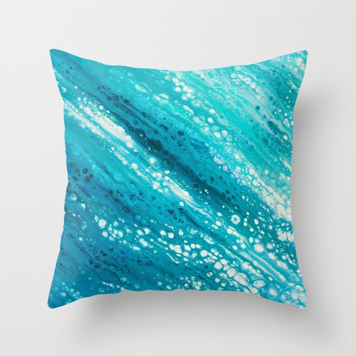 Azure Sun-Speckled Abstract Seascape Throw Pillow