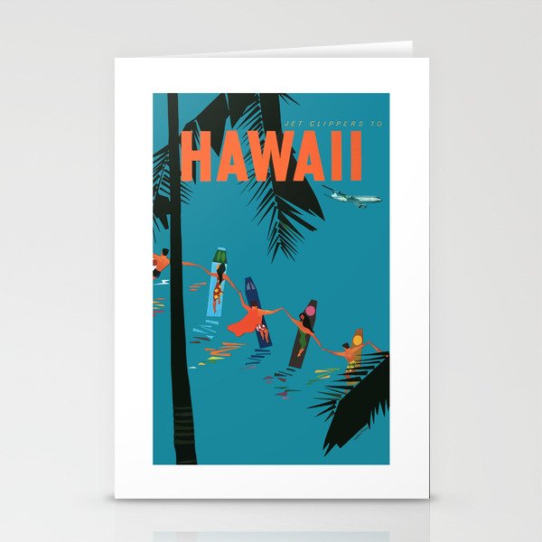 Jet Clippers To HAWAII Vintage Travel Poster Stationery Cards