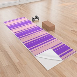 [ Thumbnail: Purple & Pink Colored Stripes/Lines Pattern Yoga Towel ]