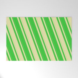 [ Thumbnail: Lime Green and Pale Goldenrod Colored Stripes Pattern Welcome Mat ]