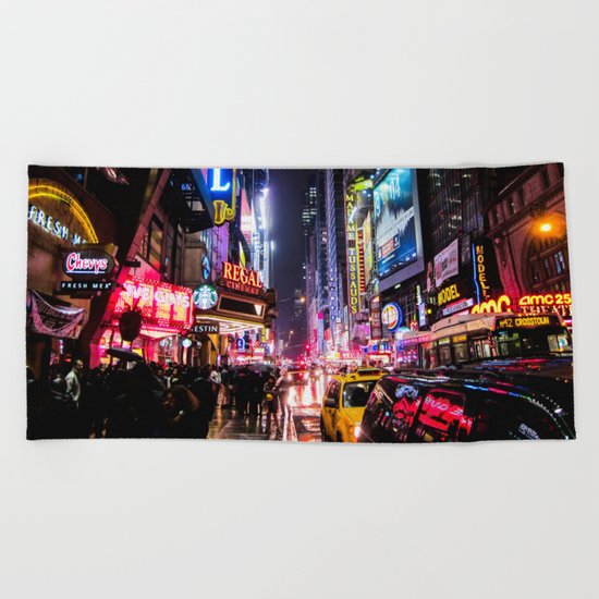 New York City Night Beach Towel