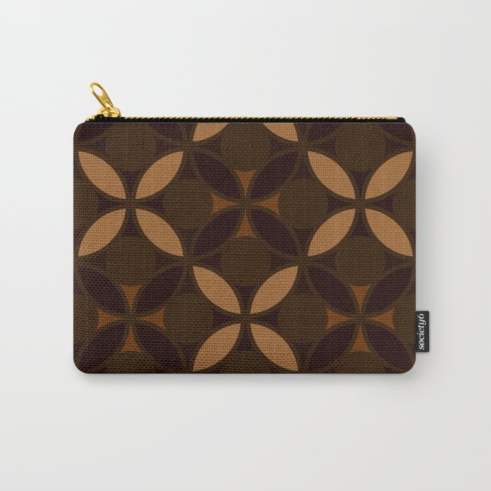 Geometric Floral Circles In Browns & Orange Carry-All Pouch