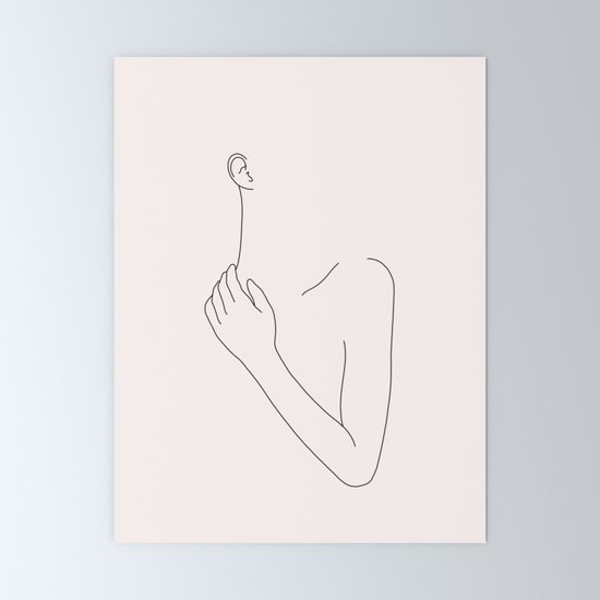 Hand on neck line drawing Patsy I Mini Art Print by thecolourstudy