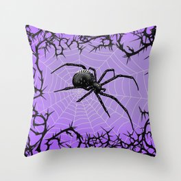 Briar Web- Purple Throw Pillow