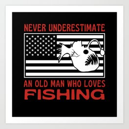 Old Man Who Loves Fishing Art Print | Sport Fishing, Grandad, Dad Fishing, For Him, Fish, Love Fishing, Fishing Rod, Carp Fishing, Fly Fishing, Grandpa 