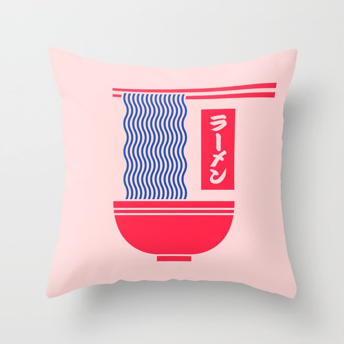 Ramen Minimal - Pink Throw Pillow