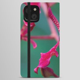 Exotic Red Orchid In Green iPhone Wallet Case