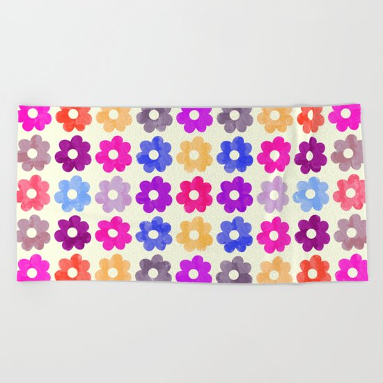 Colorful Floral Pattern II Beach Towel